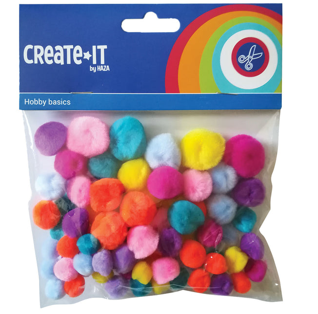 Pompons de couleur vive 75pcs