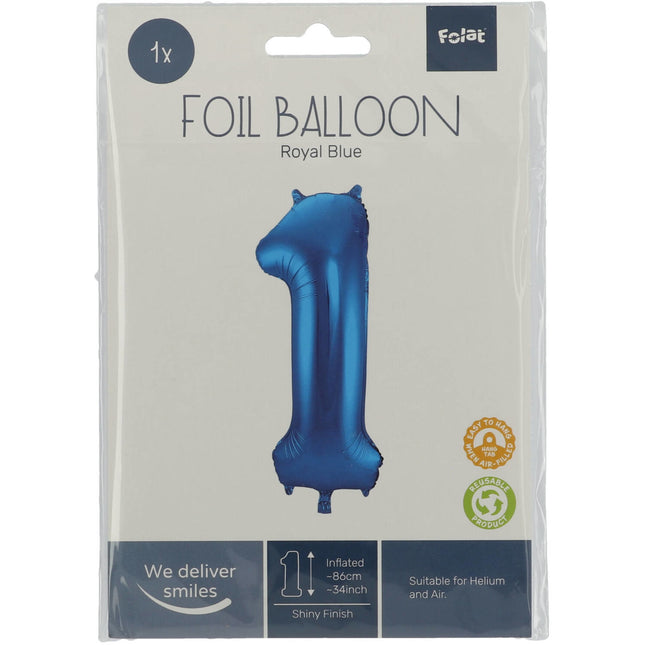 Ballon de baudruche Figure 1 Bleu Métallique XL 86cm Vide