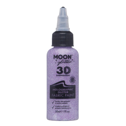 Moon Glitter Peinture pour tissu à paillettes holographiques Violet 30ml