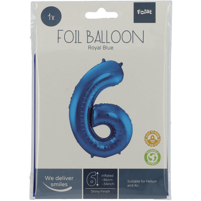 Ballon de baudruche Figure 6 Bleu Métallique XL 86cm Vide