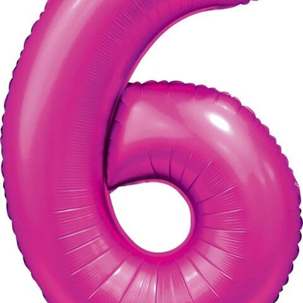 Ballon numéro Fuchsia 6 ans brillant 86cm