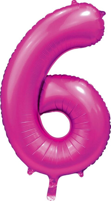 Ballon numéro Fuchsia 6 ans brillant 86cm