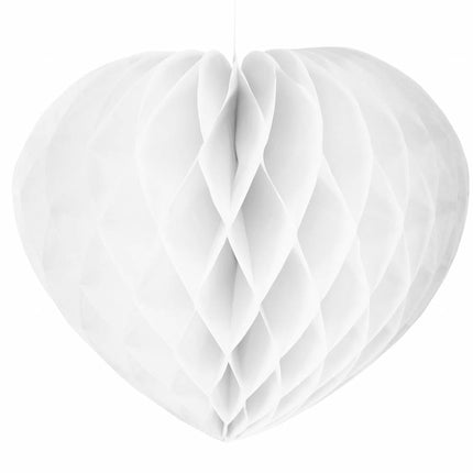 Coeur blanc en nid d'abeille 30cm