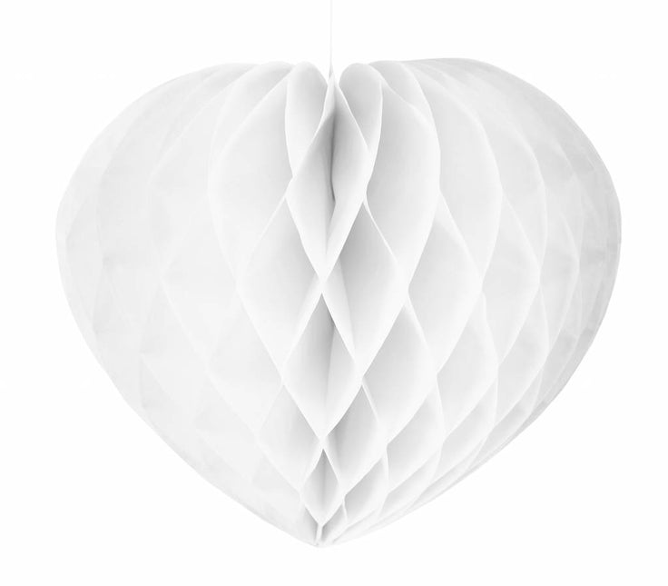 Coeur blanc en nid d'abeille 30cm