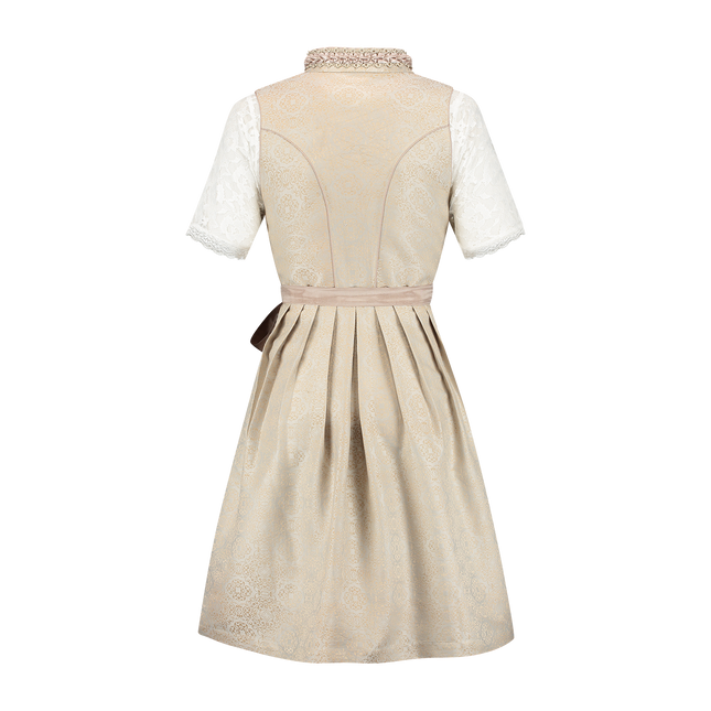 Pink White Creme Dirndl Dress Oktoberfest Women Jaquard