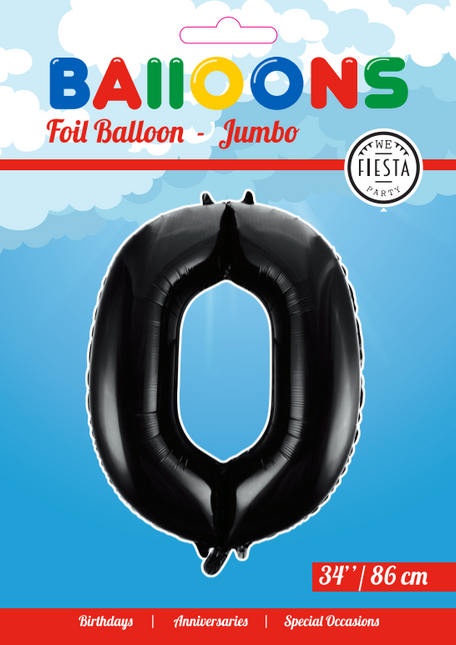 Ballon de baudruche Figure 0 Noir XL 86cm vide