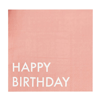 Serviettes de table Pink Happy Birthday 16cm 16pcs