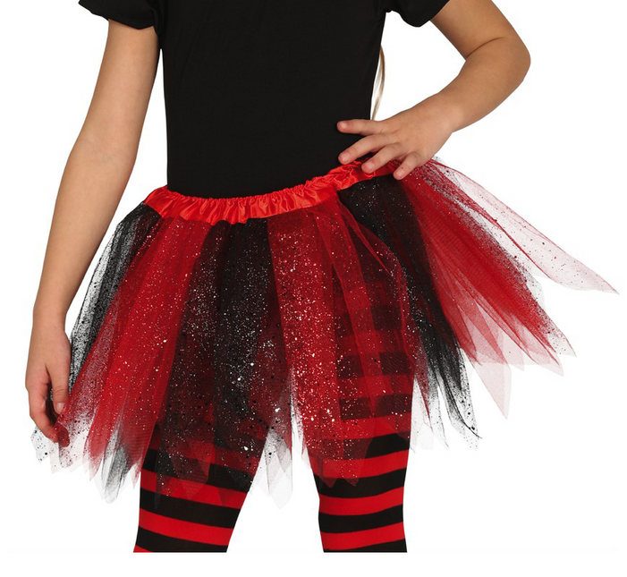 Tutu pailleté Noir Rouge Enfant 31cm