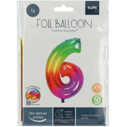 Ballon de baudruche Figure 6 Arc-en-ciel XL 81cm vide