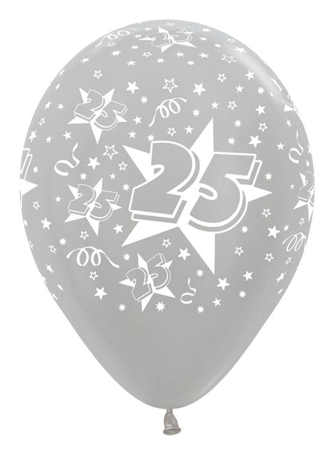 Ballons de baudruche Numéro 25 Argent 30cm 25pcs