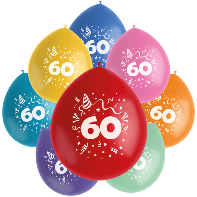 Ballons 60 ans colorés 23cm 8pcs