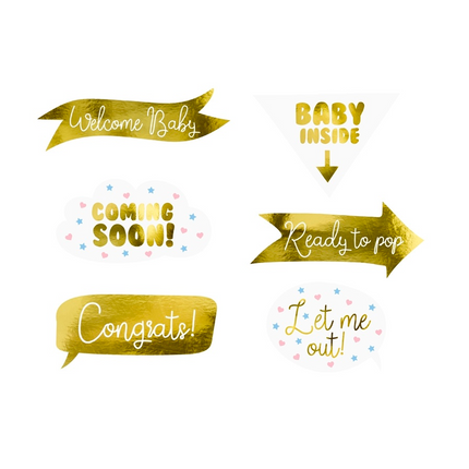 Photo Props Baby Shower Gold 6pcs