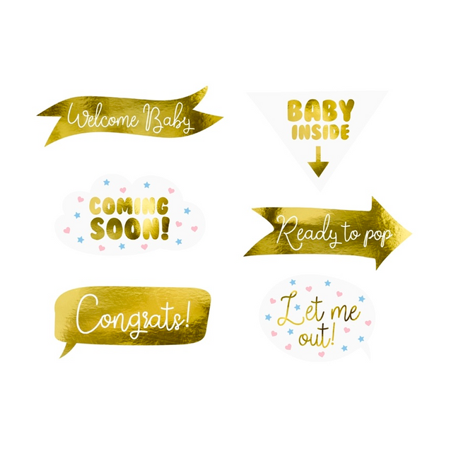 Photo Props Baby Shower Gold 6pcs