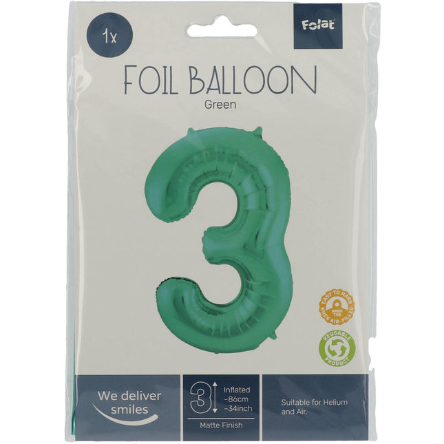 Ballon de baudruche Figure 3 Vert mat XL 86cm vide