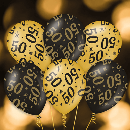 Ballons 30 ans or noir 30cm 6pcs