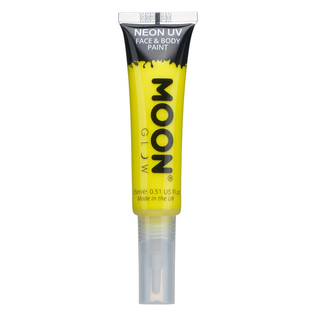 Moon Glow Neon UV Face Paint avec pinceau applicateur Jaune intense 15ml