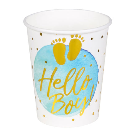 Coupes de naissance Hello Boy en papier 210ml 10pcs