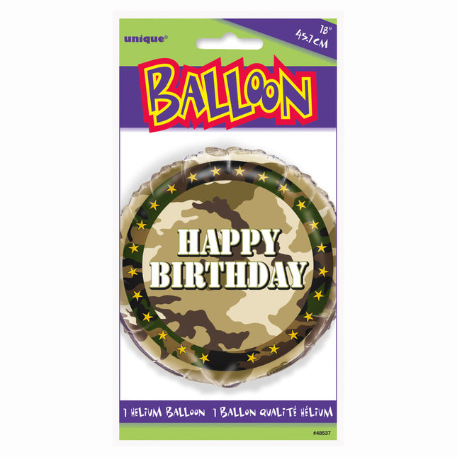 Ballon à l'hélium Armée Joyeux Anniversaire 45cm vide