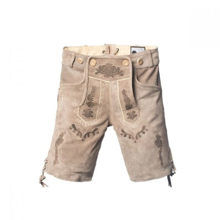 Lederhose Short en cuir marron clair et ceinture