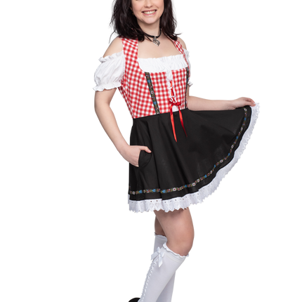 Robe Dirndl Oktoberfest Rouge Blanc Noir Dames