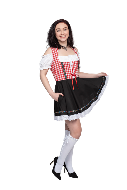 Robe Dirndl Oktoberfest Rouge Blanc Noir Dames