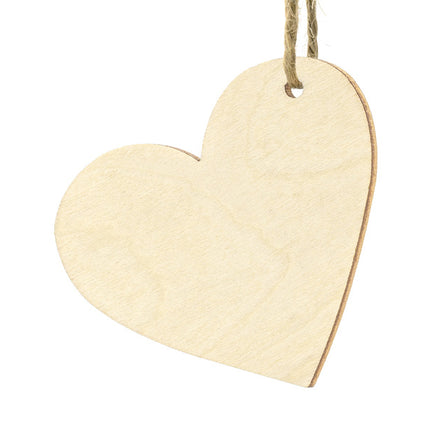 Pendentifs en forme de coeur en bois 6cm 10pcs