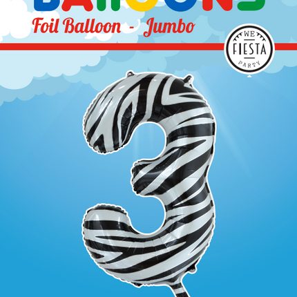 Ballon de baudruche Figure 3 Zebra XL 86cm vide