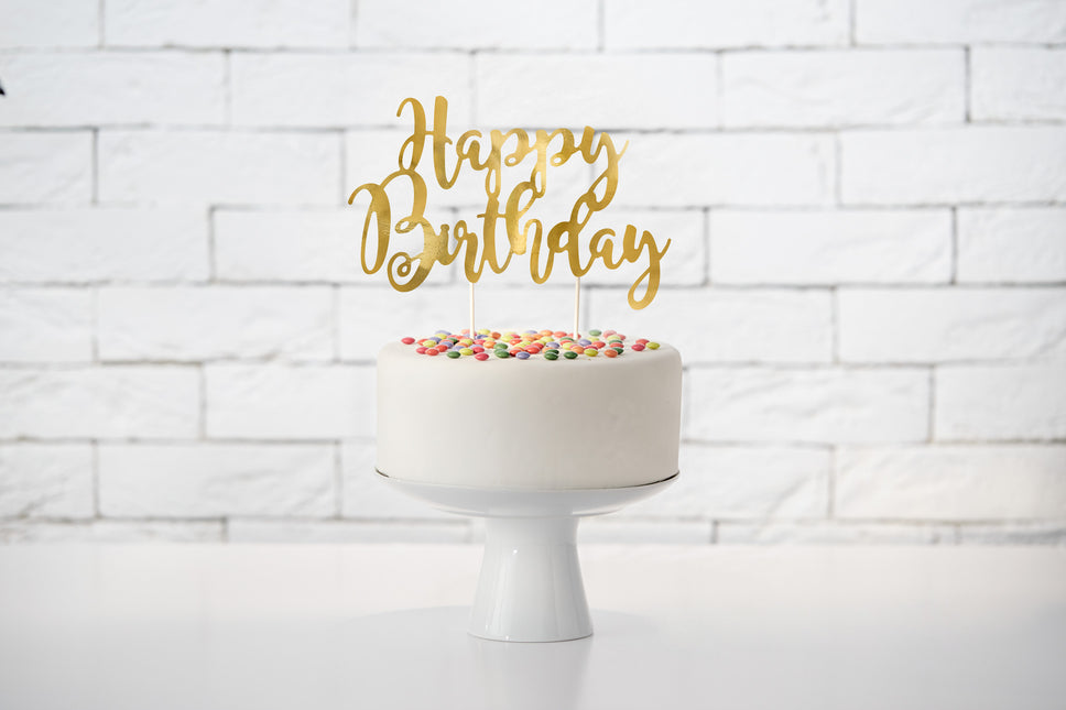 Décor de gâteau Happy Birthday Or 22.5cm