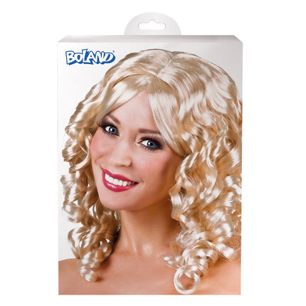 Perruque cheveux longs blonds bouclés