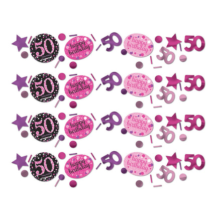 Confetti de table 50 ans Joyeux anniversaire Rose 34gr