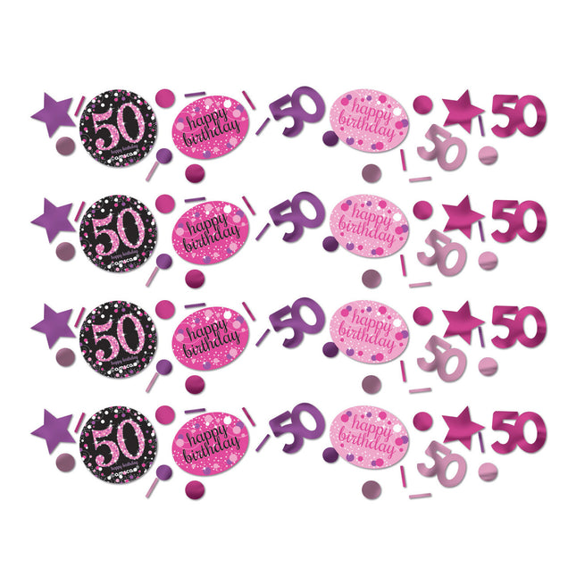 Confetti de table 50 ans Joyeux anniversaire Rose 34gr