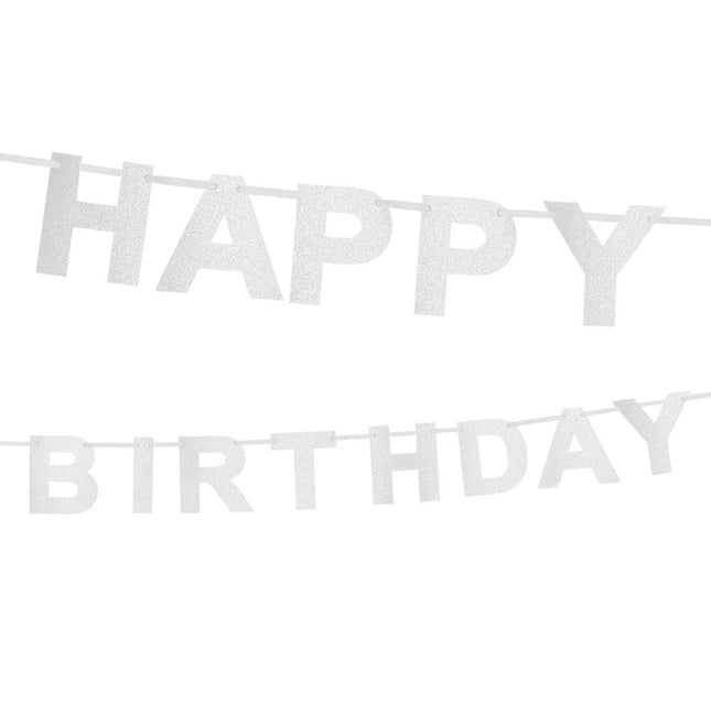 Guirlande de lettres Happy Birthday argentée 2.25m