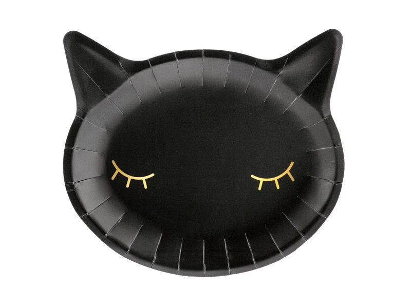 Assiettes d'Halloween Chat noir 22cm 6pcs