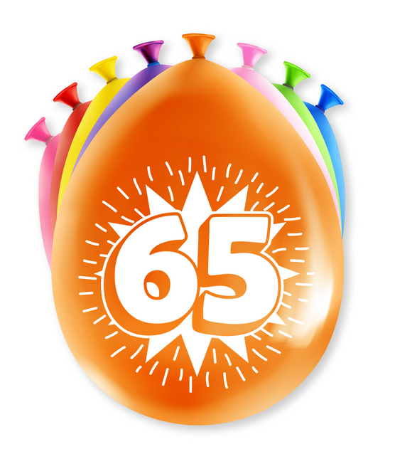 Ballons 65 ans Hurrah 30cm 8pcs