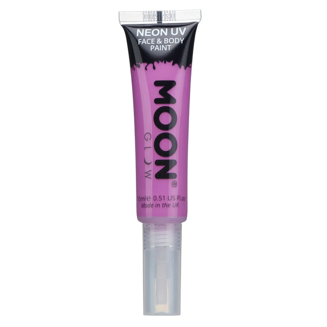 Moon Glow Neon UV Face Paint with Paint Applicator Intense Purple 15ml