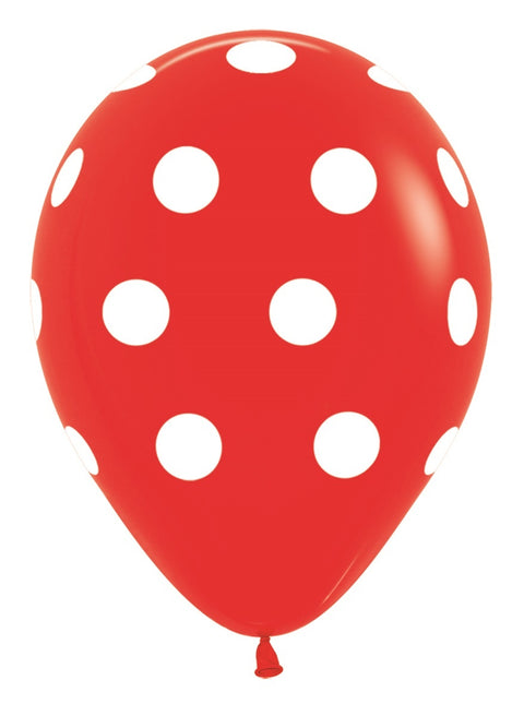 Ballons de baudruche Polka Dots Red 30cm 25pcs