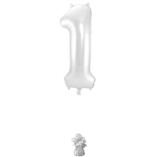 Ballon de baudruche Figure 1 Argent Métallique XL 86cm vide