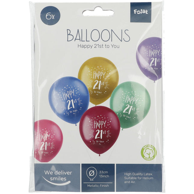 Ballons 21 ans Happy 21th 33cm 6pcs