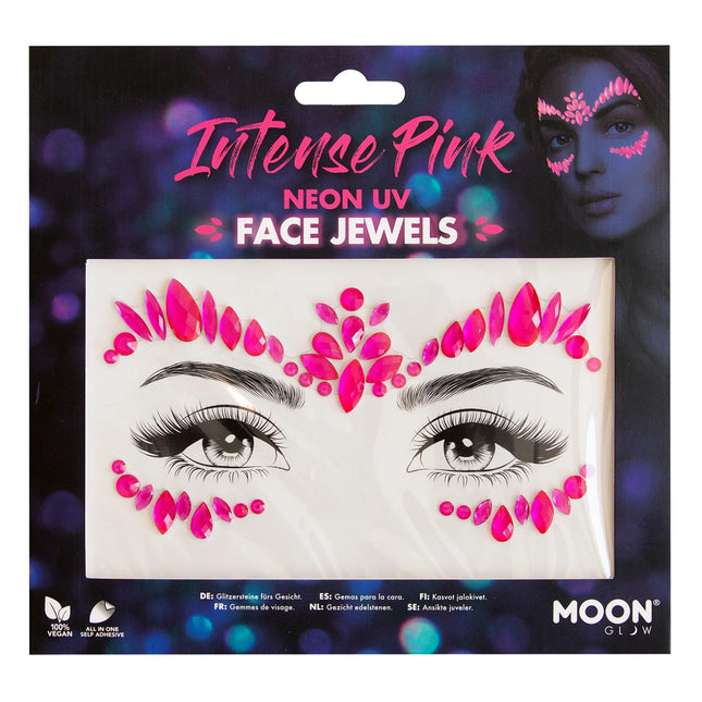 Moon Glow Neon UV Face Jewels Rose Intense