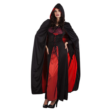 Cape d'Halloween Réversible Noir Rouge 1.7m