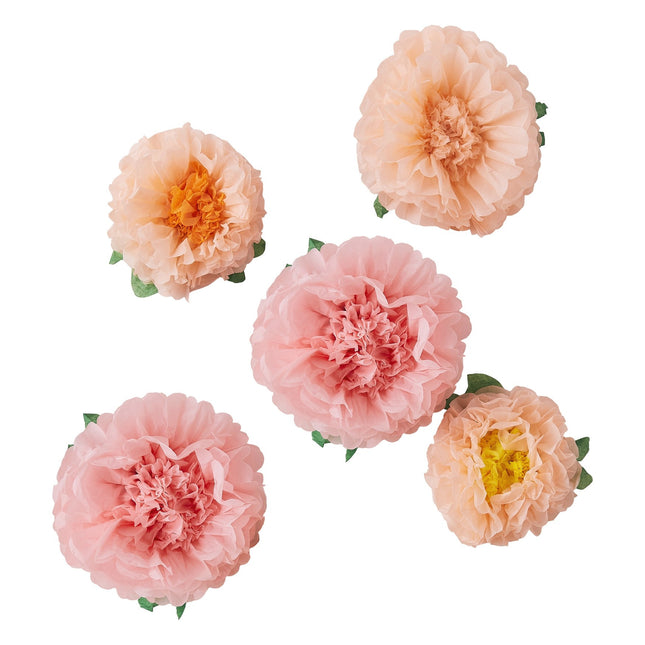 Pompons Fleurs en papier 5pcs