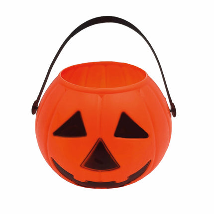 Seau à bonbons orange d'Halloween Citrouille 15cm