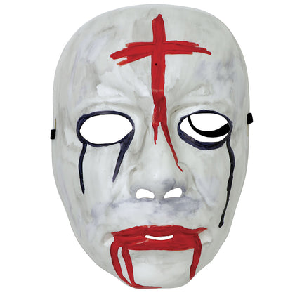 Masque d'Halloween rouge et blanc Croix