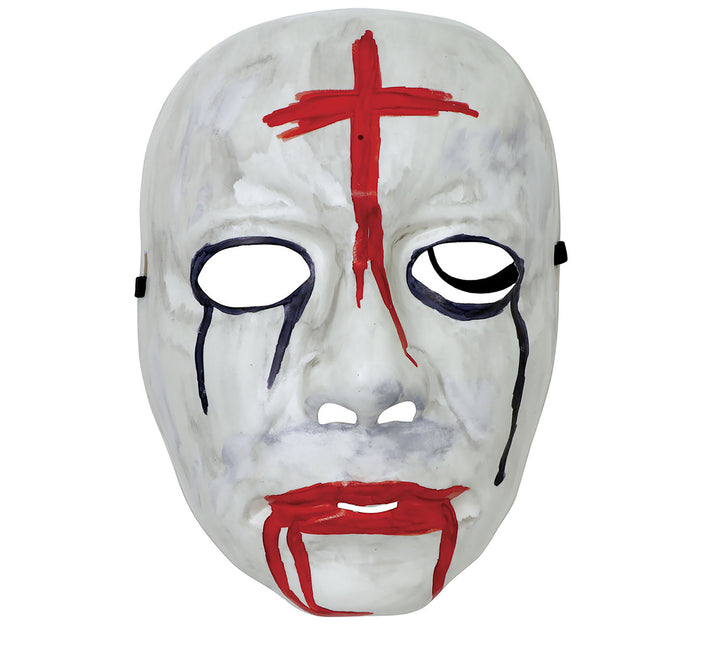 Masque d'Halloween rouge et blanc Croix