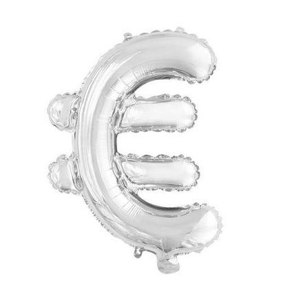 Ballon de baudruche Euro Sign Argent 41cm avec paille