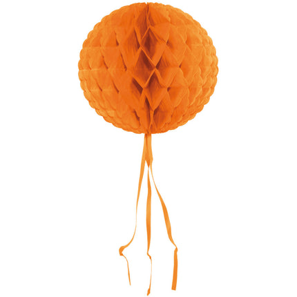 Boule en nid d'abeille Frange orange 30cm