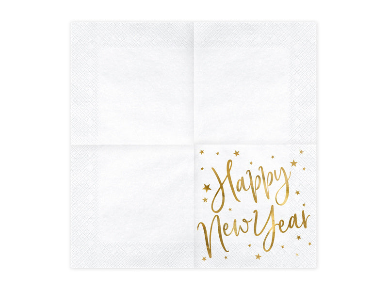 Serviettes de table pour le Nouvel An blanc 33cm 20pcs