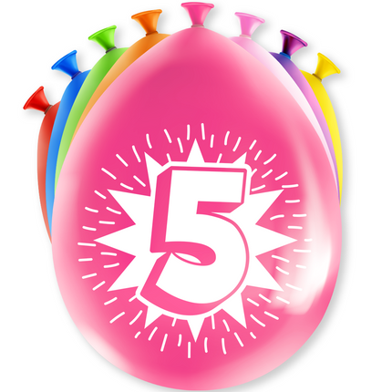 Ballons 5 ans Hurrah 30cm 8pcs