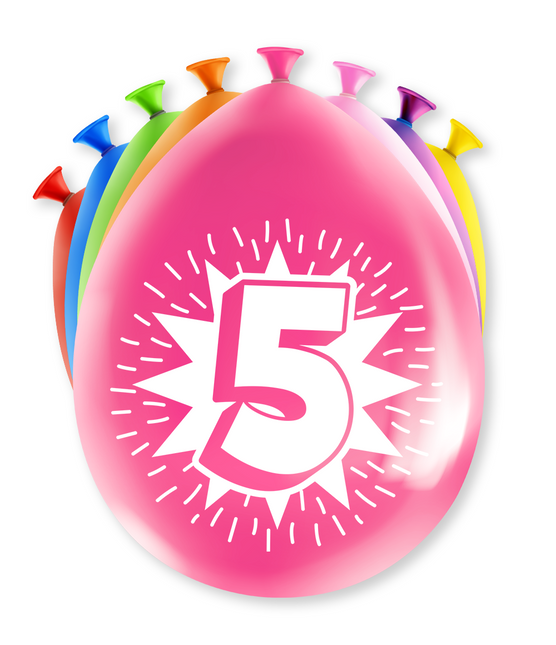 Ballons 5 ans Hurrah 30cm 8pcs