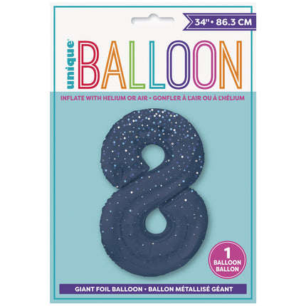 8 Year Figure Balloon Dark Blue Dots 86cm